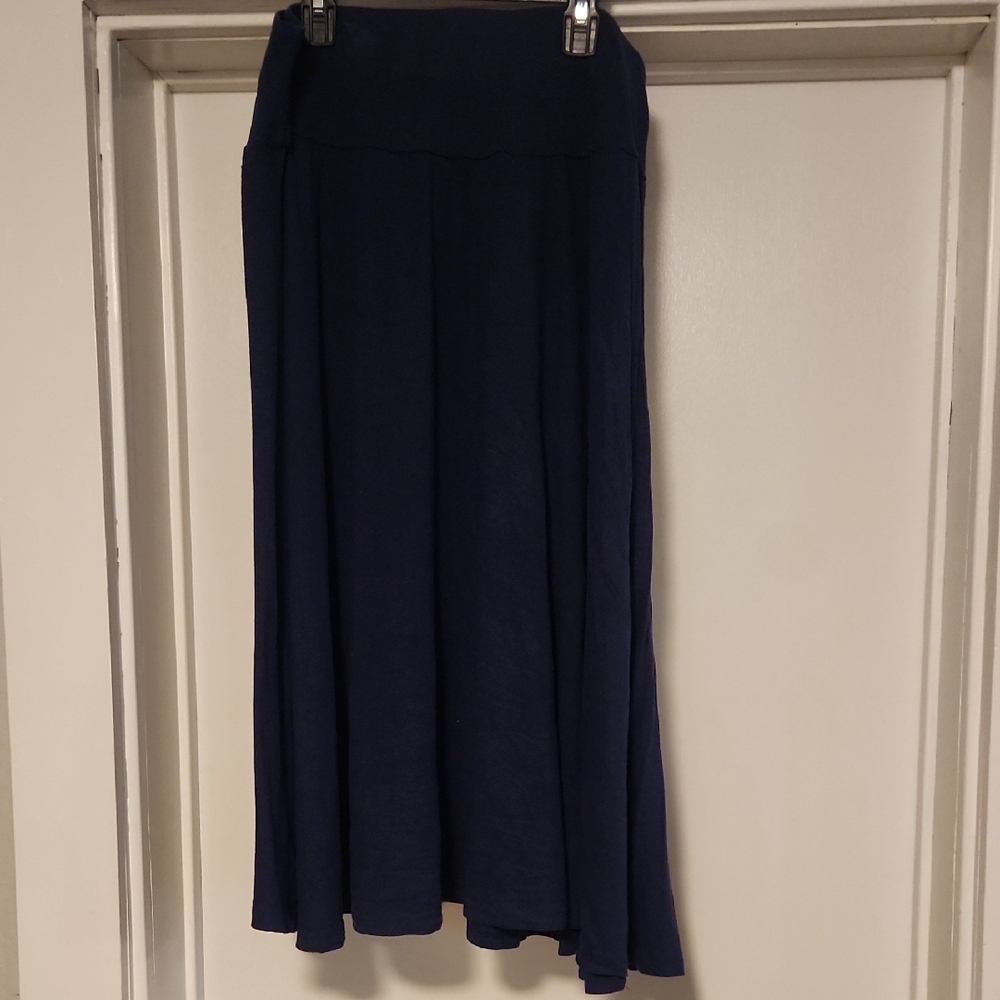 Serra Blue Midi A-Line Pleated Skirt